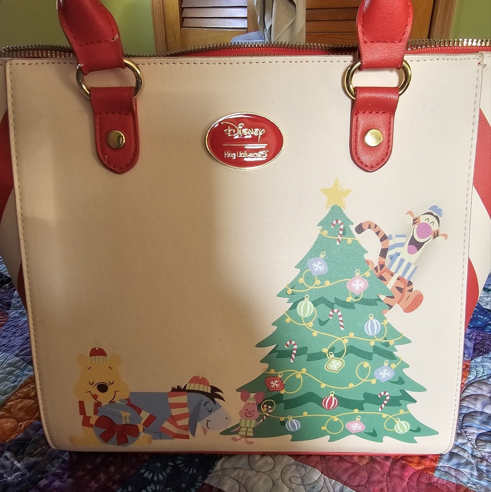 Winnie the Pooh Christmas Satchel Purse. Slightly used.  Good condition disney